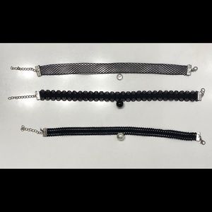 3 black & white choker necklaces